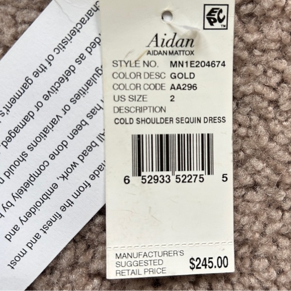 Aidan Mattox Cold One-Shoulder Gold Sequin Mini Dress NWT Size 2 - Picture 9 of 14